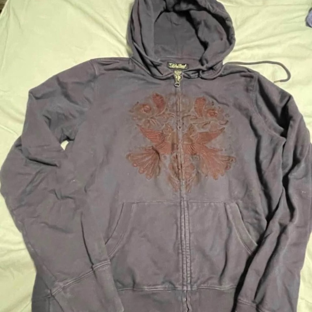 Lucky Brand Purple Hoodie with Embroidered Design